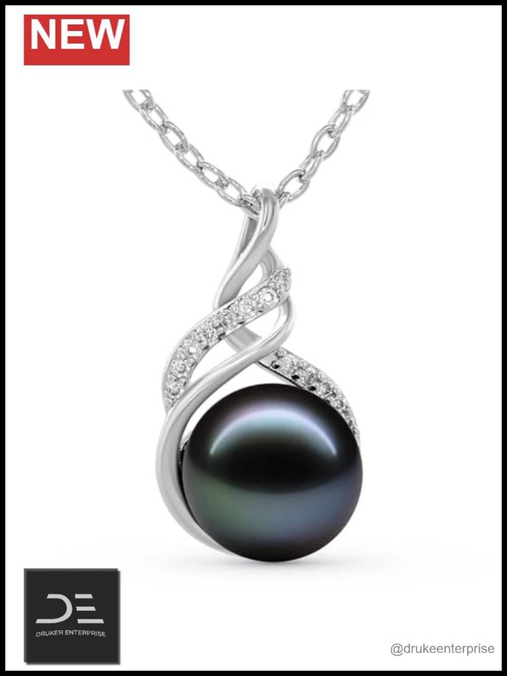 Real Tahitian Black Pearl Necklace 11-12mm Pendant for Women